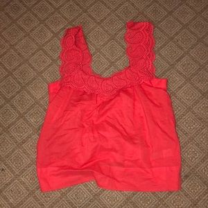 J Crew Red Lacey Top